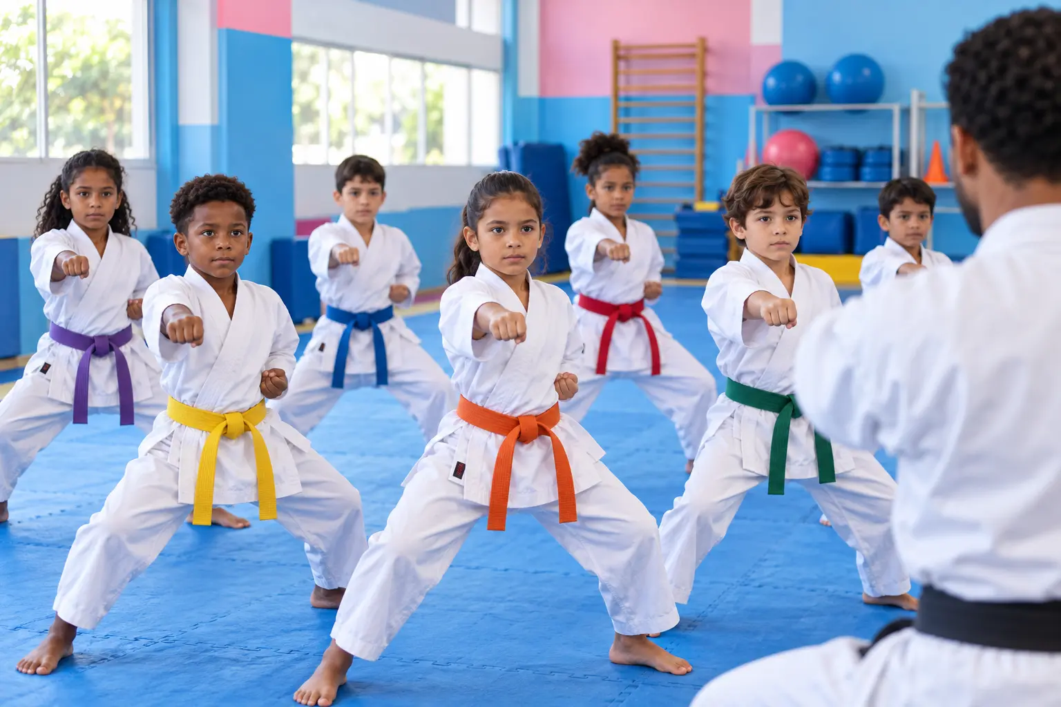 Alunos do Colégio Expressivo em aula de karatê
